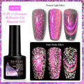 Cat eye series nail polish gel bottles showing diamond glitter and fragment designs in six colour options