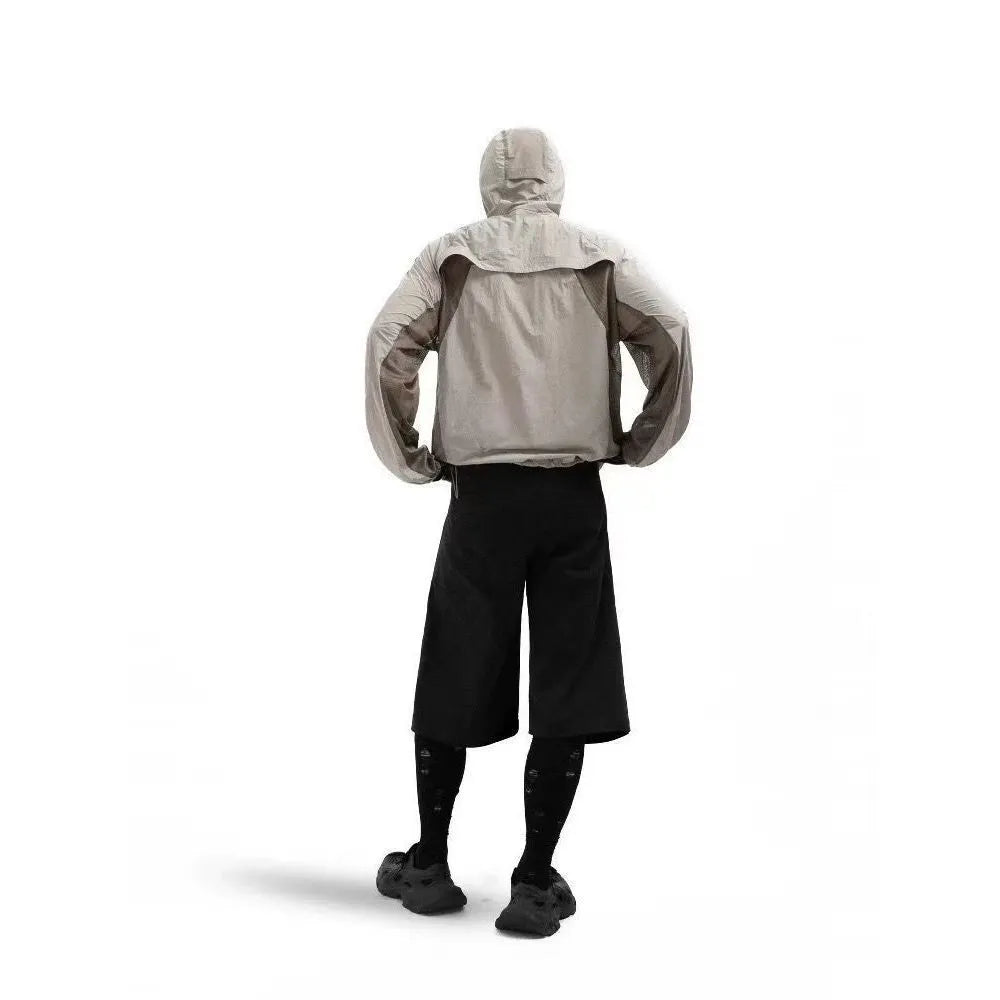 Mesh stitching thin nylon UV protection sun hoodie in desert brown colour