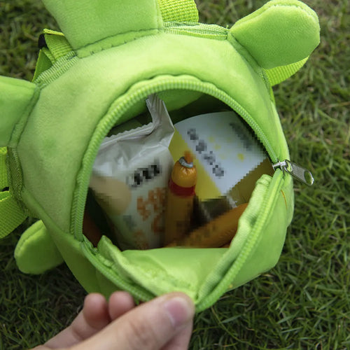 Cartoon turtle shape dog backpack harness vest in velvet with metal zipper, shown in brown colour