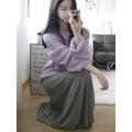 Purple women's blouse with hollow out detail and princess sleeves in lightweight ice silk fabric