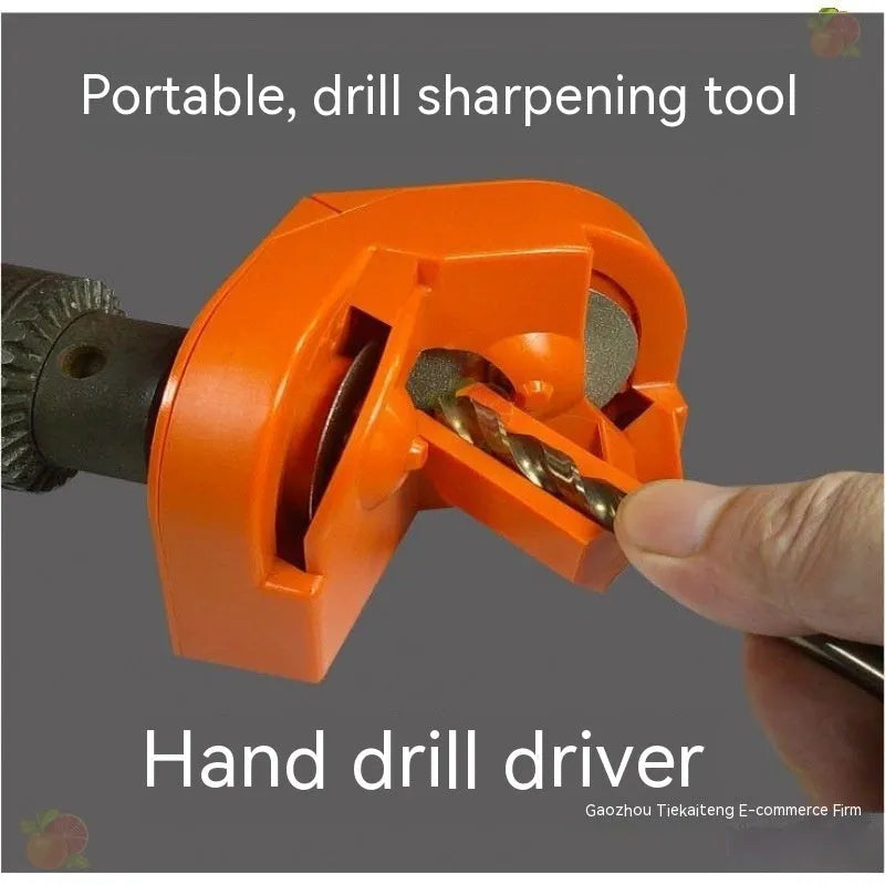 Portable grinding drill tool set with orange and black sanders and replacement grinding wheels