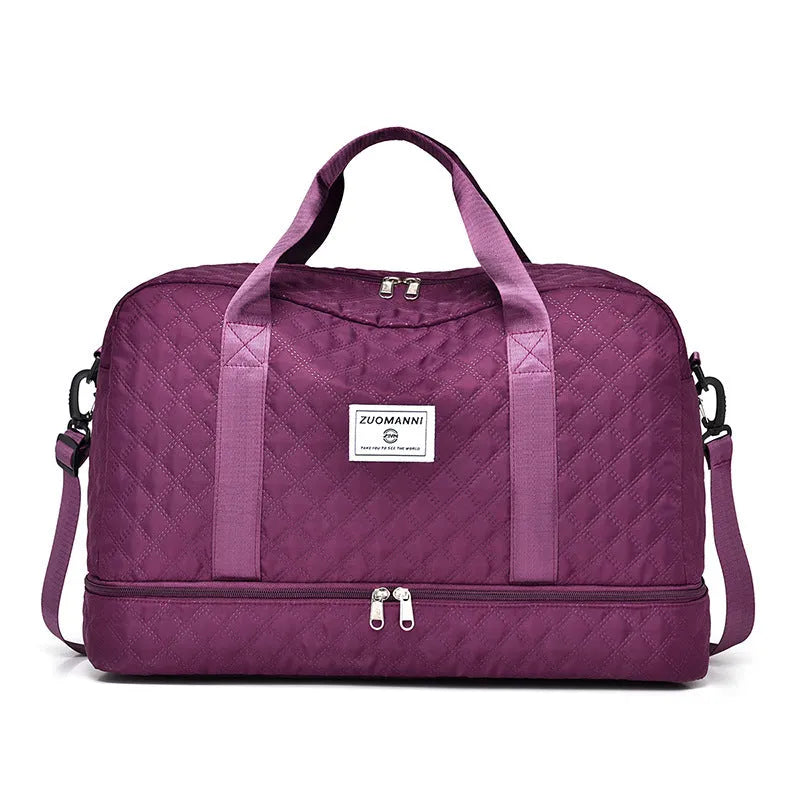 Oxford cloth travel bag with 36-55 litre capacity for leisure trips and buggy use in solid colour options