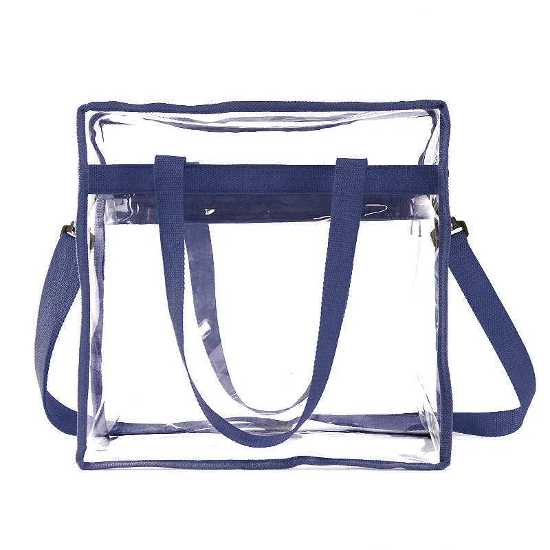 Transparent PVC women's shoulder messenger bag with front compartment and crossbody straps