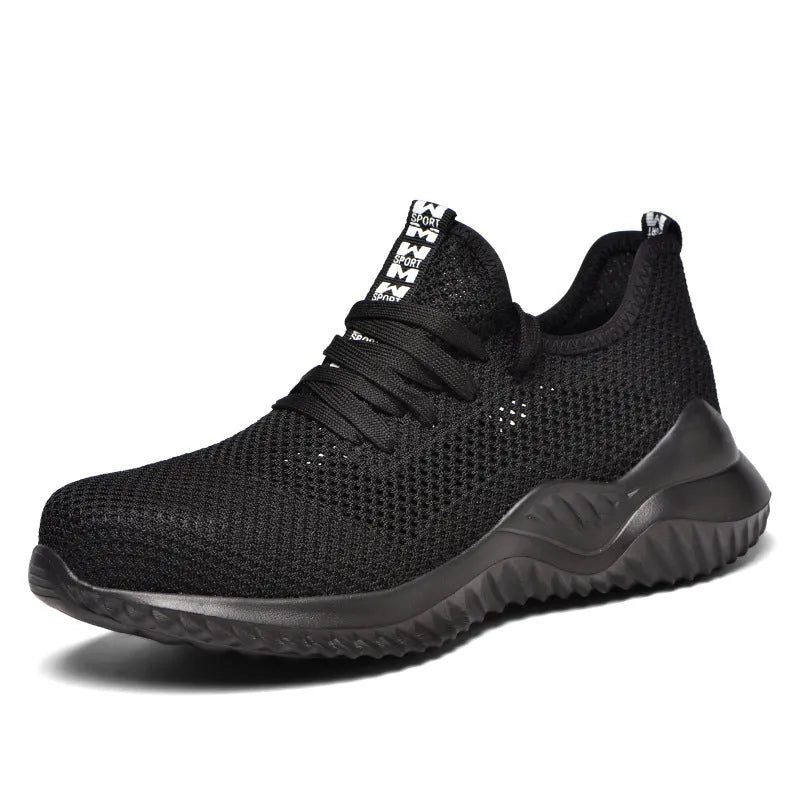 Safety work shoes with steel toe cap and anti-static features in black colour