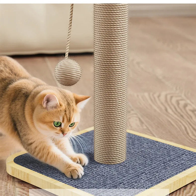 Windmill-style hanging ball cat climbing frame made of pine wood with carpet leather sections