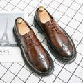 Men's black and brown artificial PU brogue shoes with round toe for business formal wear
