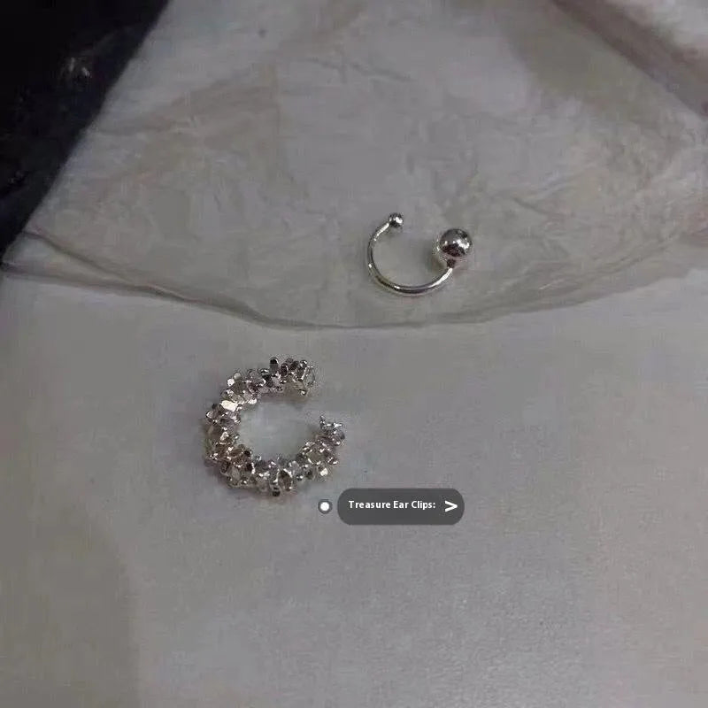Irregular frosty geometric ear clip earrings in alloy with B4710 colour detailing