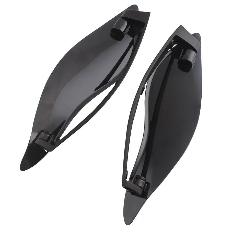 Harley-Davidson motorcycle windshield rear wing accessory in smoked and black ABS plastic