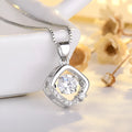Sterling silver plated heart necklace pendant with crown and bow details in rose gold or silver colour