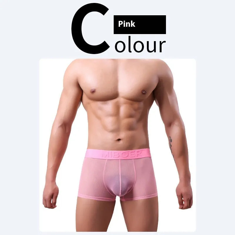 Men's thin invisible breathable boxer shorts in six colours with quick-drying polyester fabric