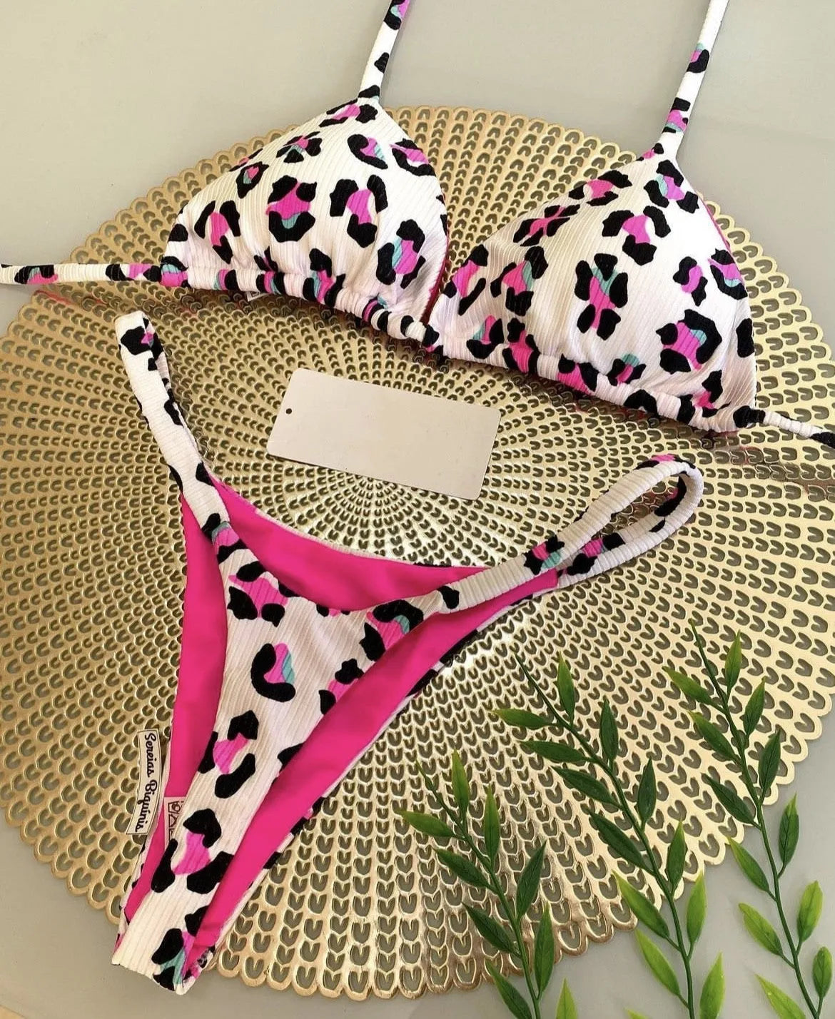 Women's printed bikini swimsuit in quick-dry nylon with cotton lining, shown in colour RT2110.