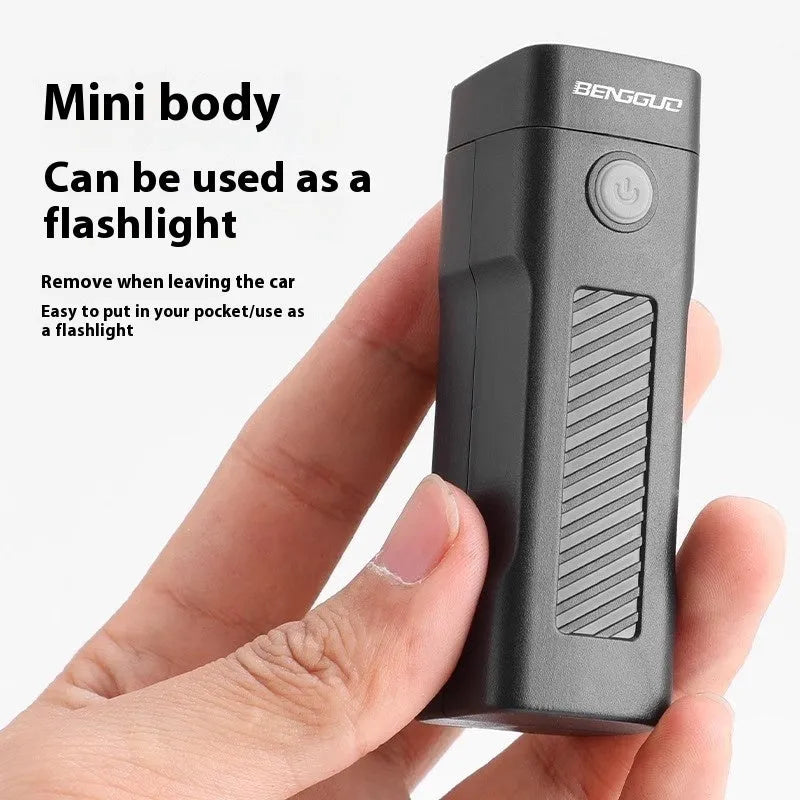 Bicycle headlight with LED light and USB charging port mounted on handlebars