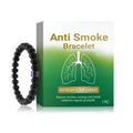 Men's black gallstone and glass bead smoking prevention bracelet with adjustable 20 cm length