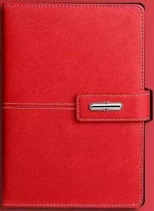 A5 PU leather notebook with wood-free paper in multiple colour options including black, red, green, blue and orange