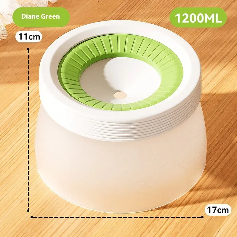 Pet suspension water bowl in blue, green or brown with non-wet mouth design for dogs and cats