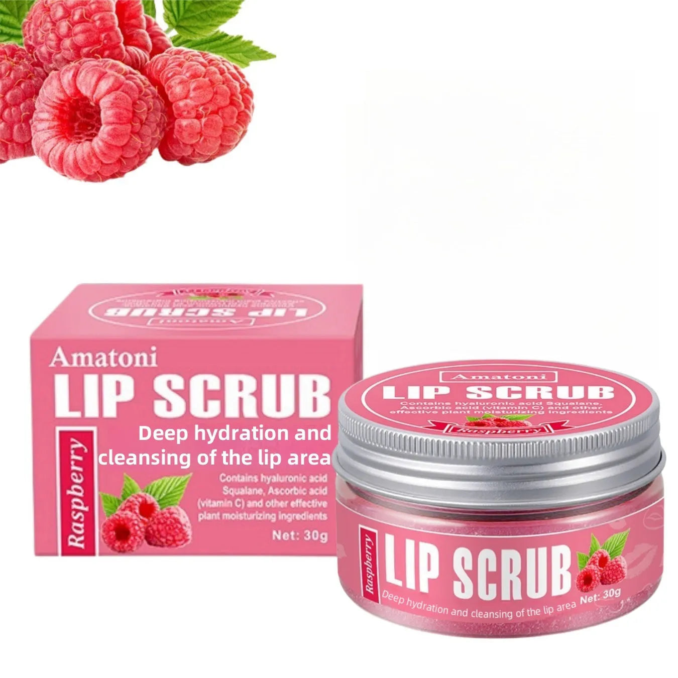 Amatoni Lip Scrub pot with 30g fruit flavour exfoliating cream for lips