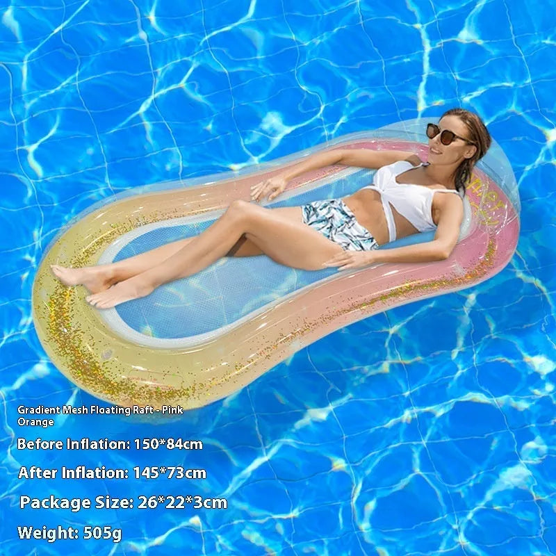 PVC inflatable floating row with thick sequins and wave design in multiple colour patterns