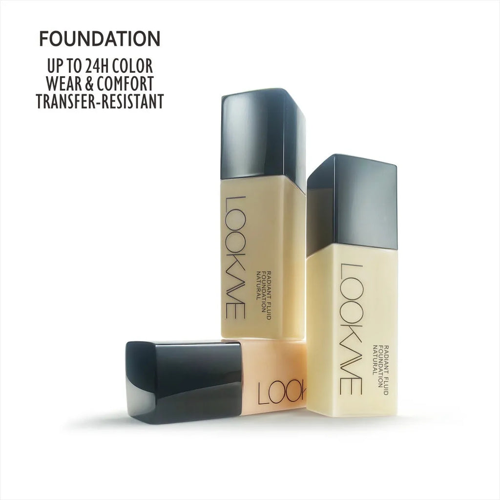 LOOKAVE matte liquid foundation bottle with 21ml content in Ivory White shade