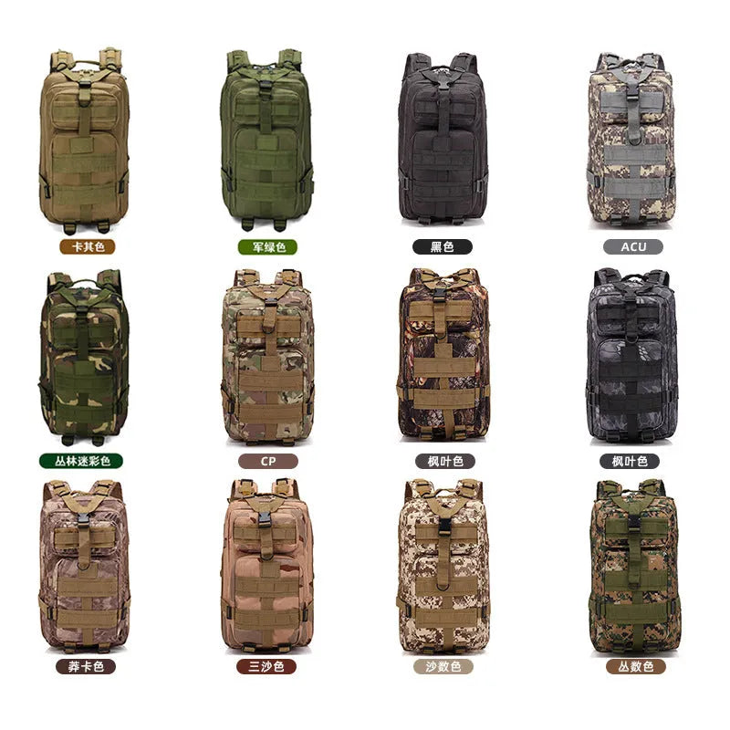 Large khaki hiking backpack with air pillow belt system for off-road mountaineering and outdoor sports