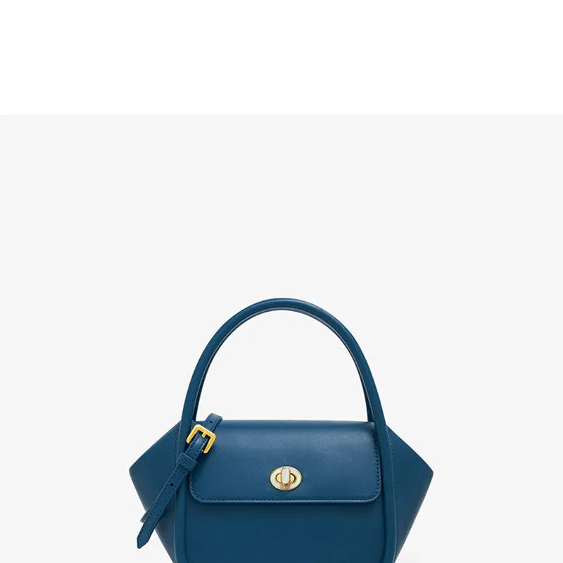 Leather wing-shaped tote cross-body bag in cow leather with single shoulder strap