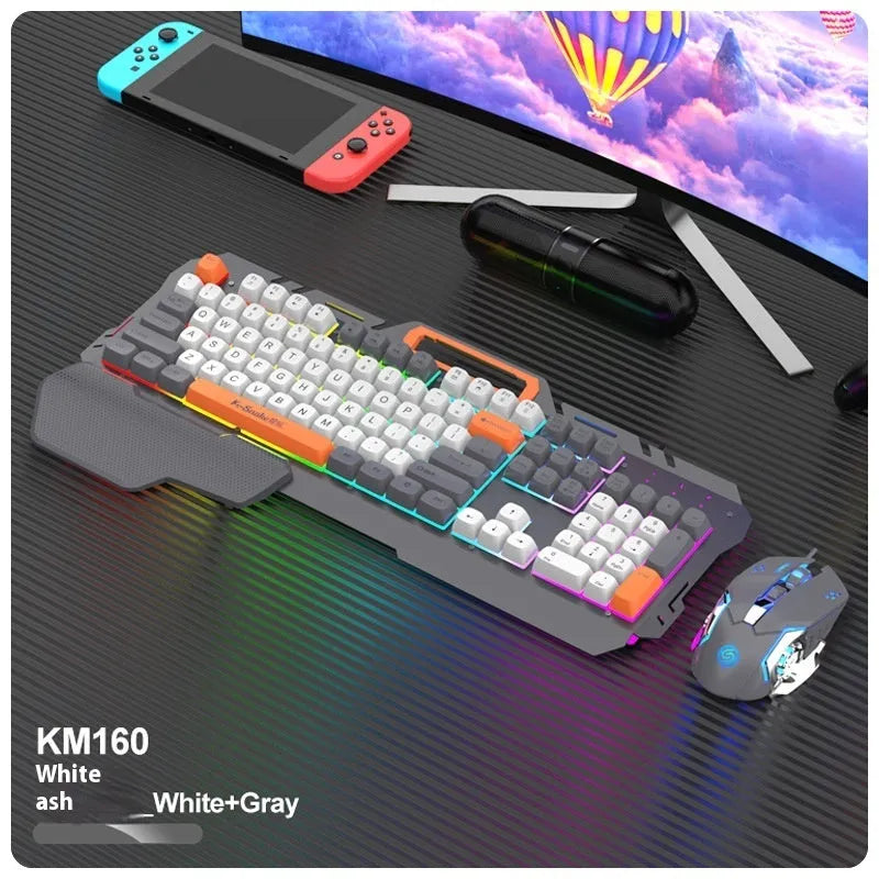 Blue wired gaming keyboard and mouse combo with backlit keys and 1.5 metre USB cable