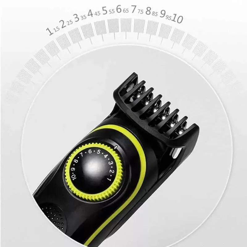 Black KM-696 rechargeable electric hair clipper set with stainless steel blade and cleaning brush