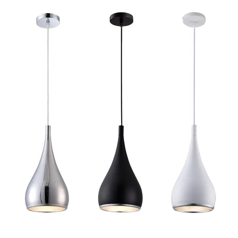 Minimalist iron restaurant chandelier bedside lamp in black, chrome or white finishes