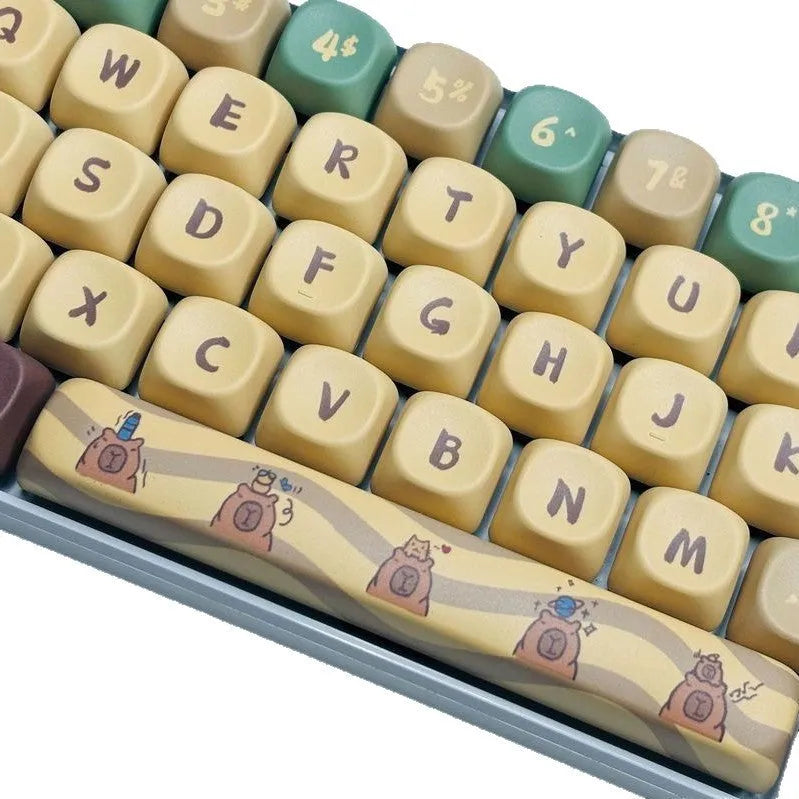 Capabala MOA profile mechanical keyboard keycap set with 130 colourful keys laid out.