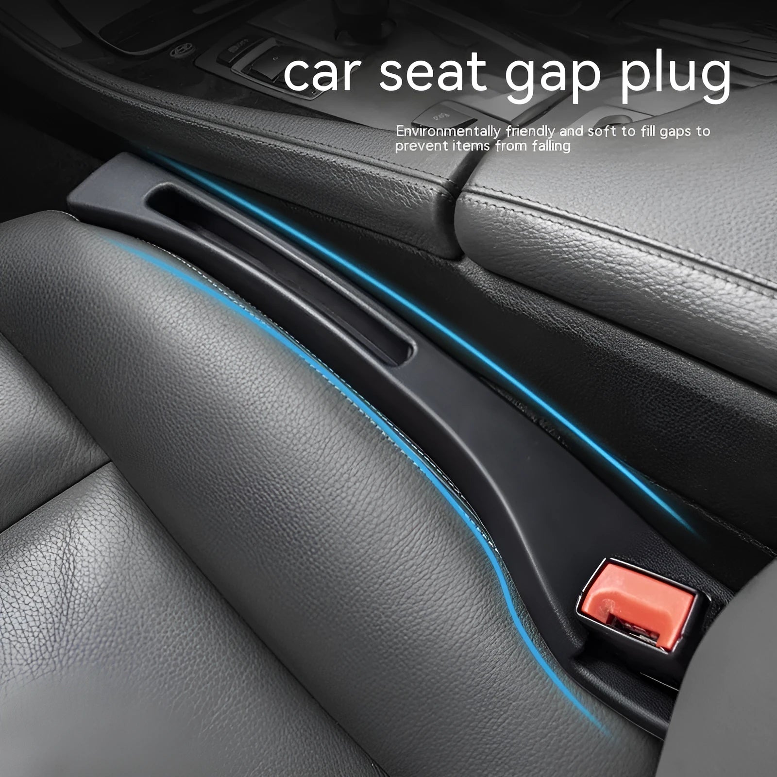 Black plastic car seat gap storage organiser box with handle