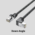 Cat6 Ethernet cable with right-angle RJ45 connector in multiple colour options including black, white, and red