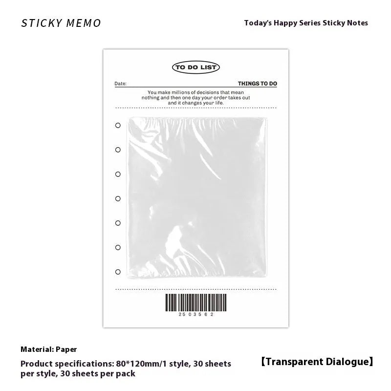 Today's Happy Series sticky note pad with 30 writing paper pages in choice of four cover colours