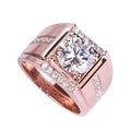 Men's adjustable geometric diamond ring with high carbon zircon in rose gold electroplated finish