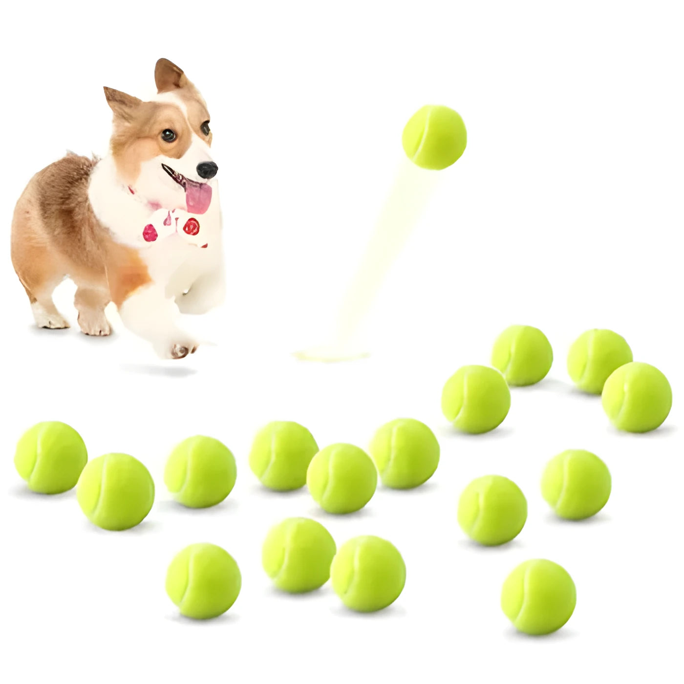 6.3cm bite-resistant rubber tennis ball dog toy in multiple colour options