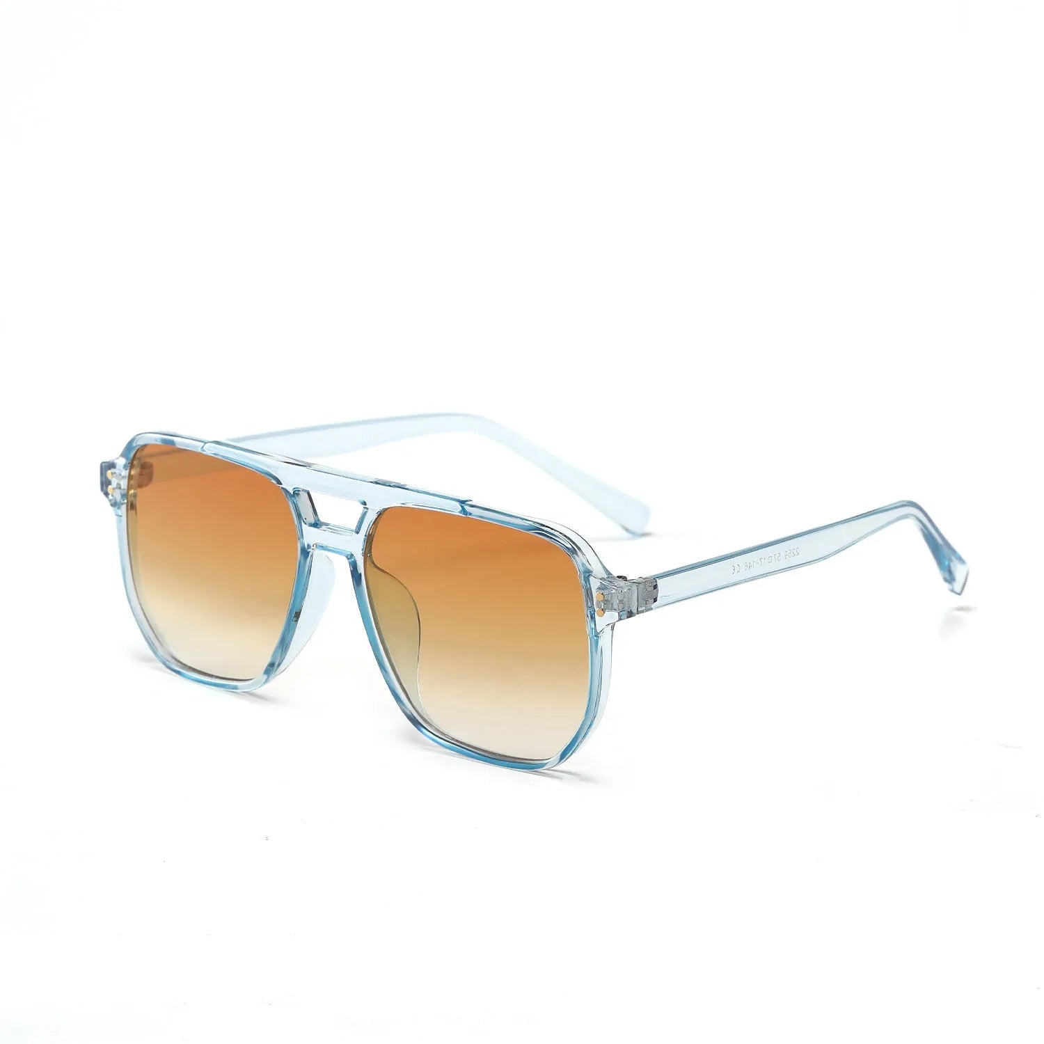 Women's black frame pink lens sunglasses with double square beam design and UV400 protection.