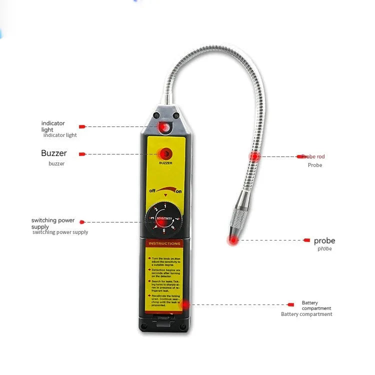 WJL-6000 halogen refrigerant leak detector for automotive air conditioning systems with extended probe
