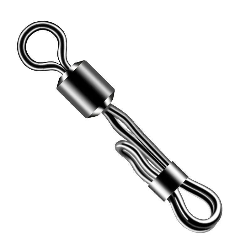 Brass quick-change barrel swivel bearing fishing tackle with line clamp.