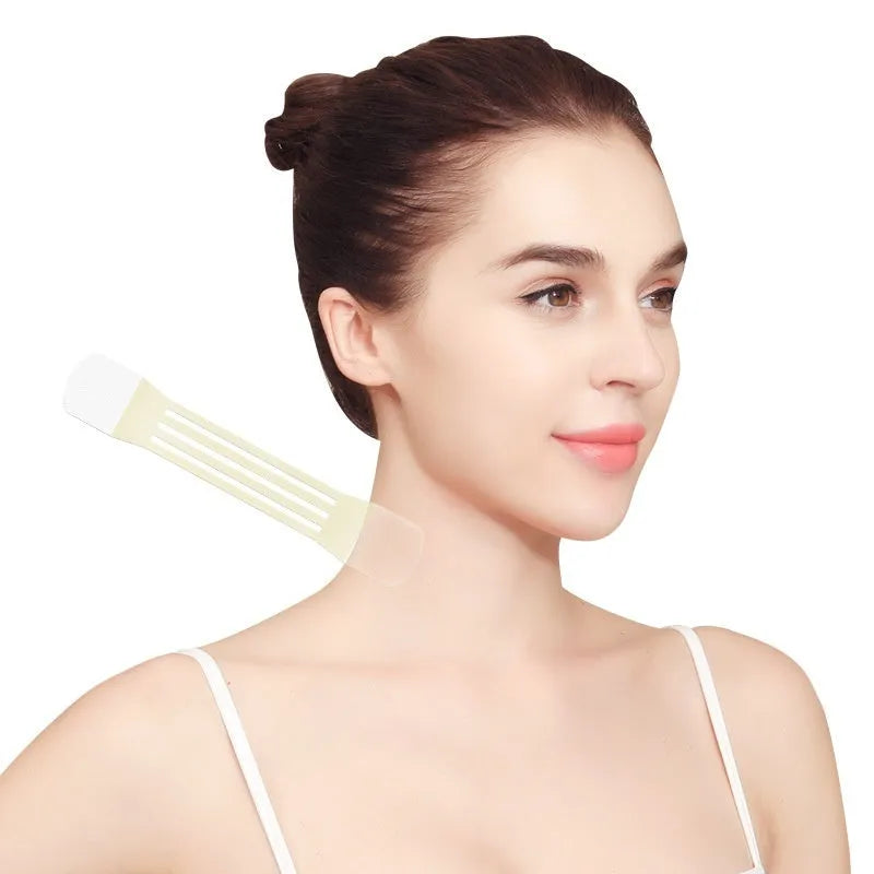 Skin tone neck firming adhesive tape with 4 packs and 20 patches for invisible neck support