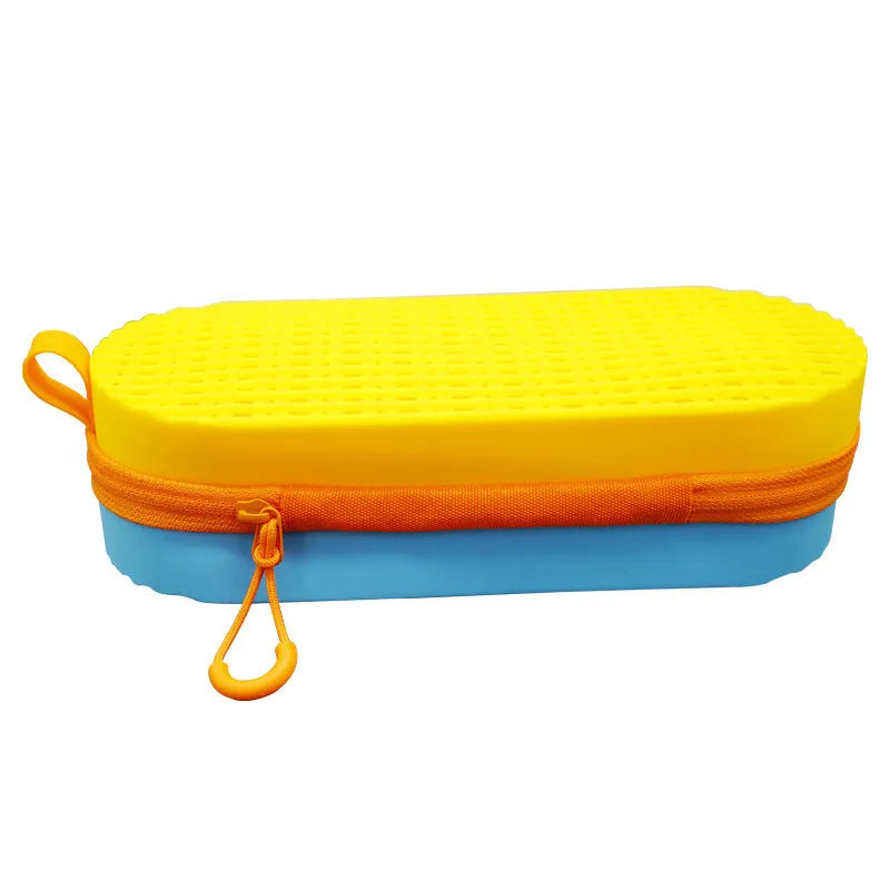 Silicone hard glasses case with a long carry handle shown in rose red light purple colour.
