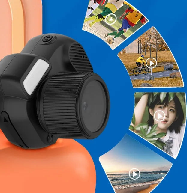 Black Y3000 model HD outdoor sports camera with 0.96-inch display screen, shown with optional memory card.