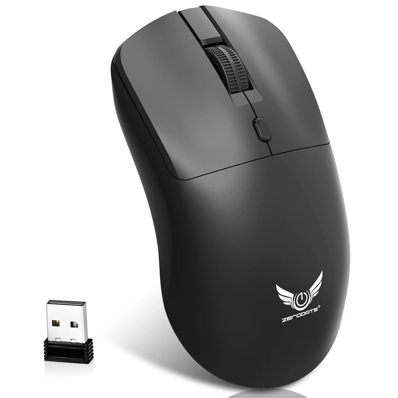 Black wireless mouse with three-gear audio button and photoelectric sensor for laptop computers