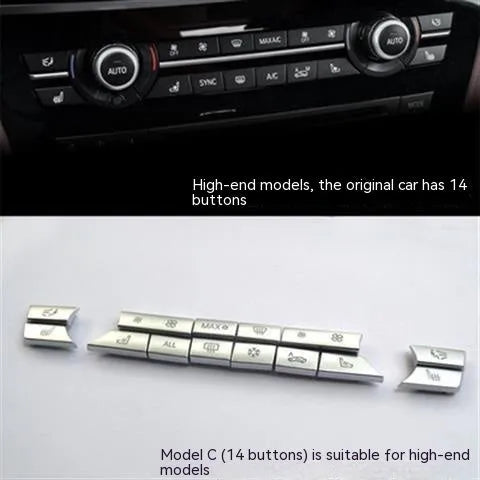 Silver automotive air conditioning button replacement set with multiple fitting options