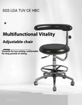 Black leather dental patient lifting chair with integrated mechanism for clinic use