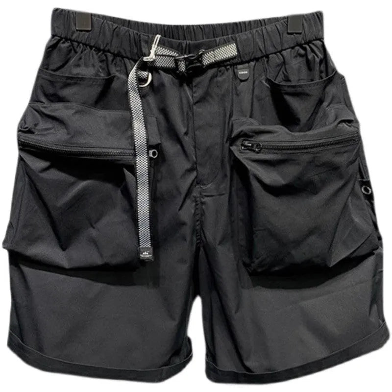 Men's large size work shorts with pockets in black or grey with loose fit design