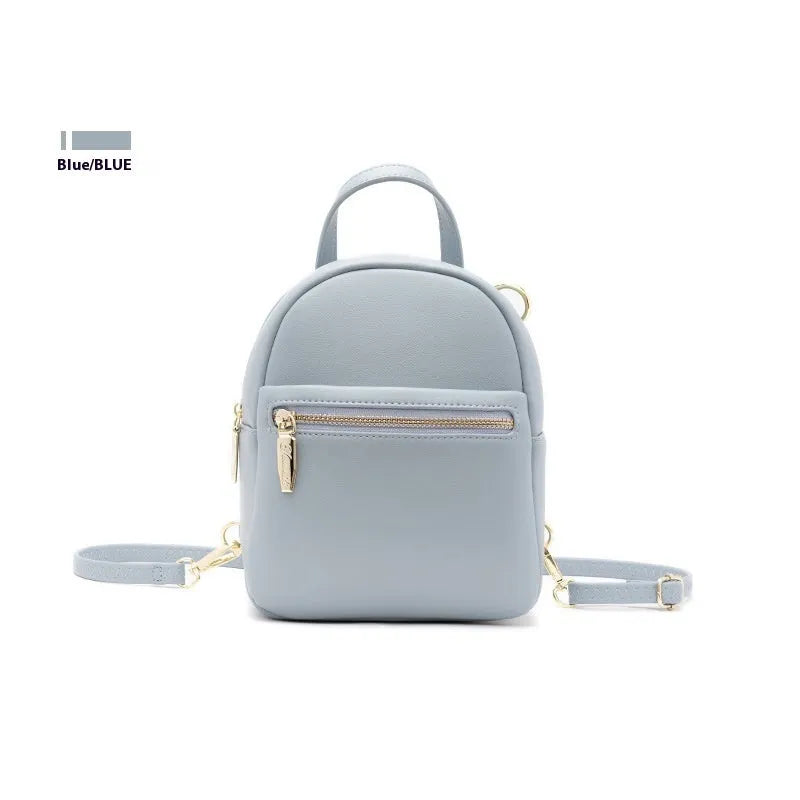 Soft PU mini backpack with large capacity showing three-dimensional pocket and street trend styling