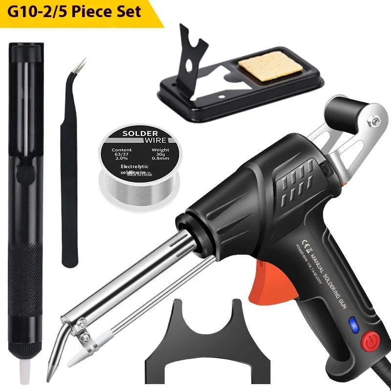 Black G102 alloy soldering gun suit with medium standard H5 case and five piece set components