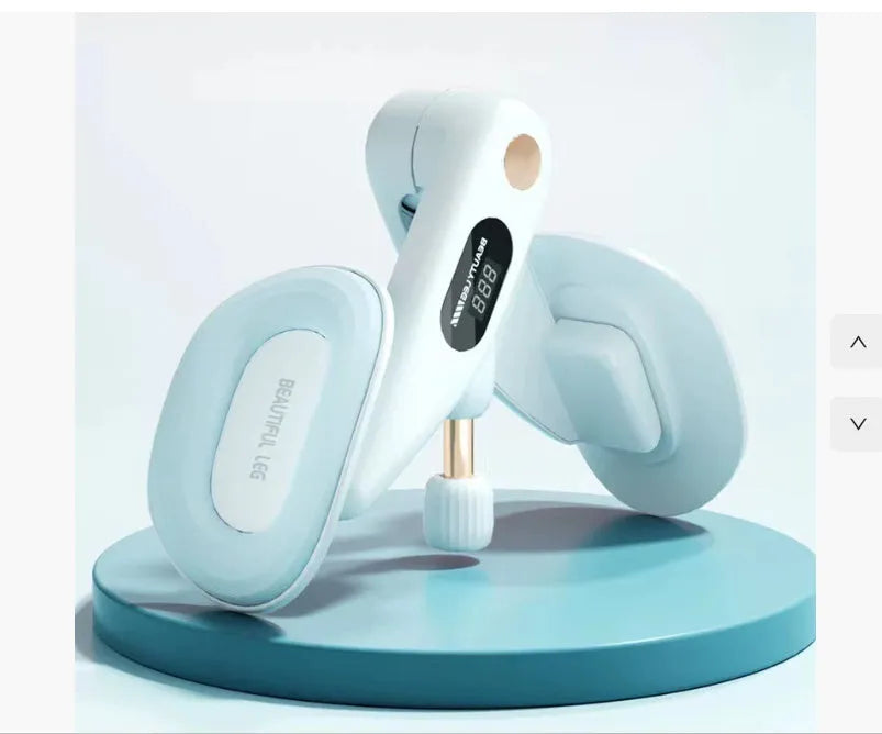 Pelvic floor muscle trainer repair device in blue, gray, green, or pink, made from ABS plastic and spring foam.