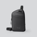 Men's black Oxford cloth crossbody bag with visible stitching detail
