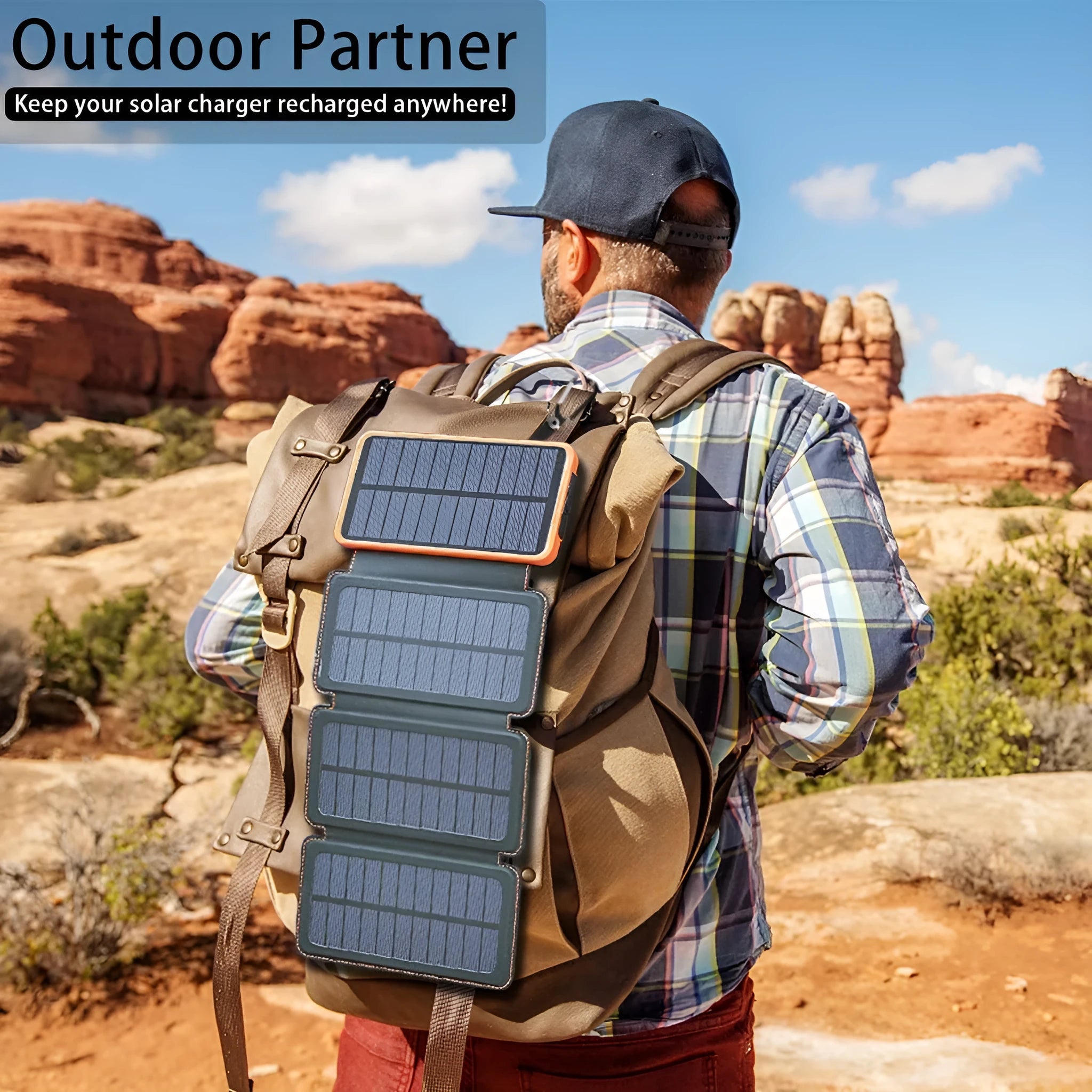Waterproof solar phone charger with LED light in black, blue, green, or orange colour options