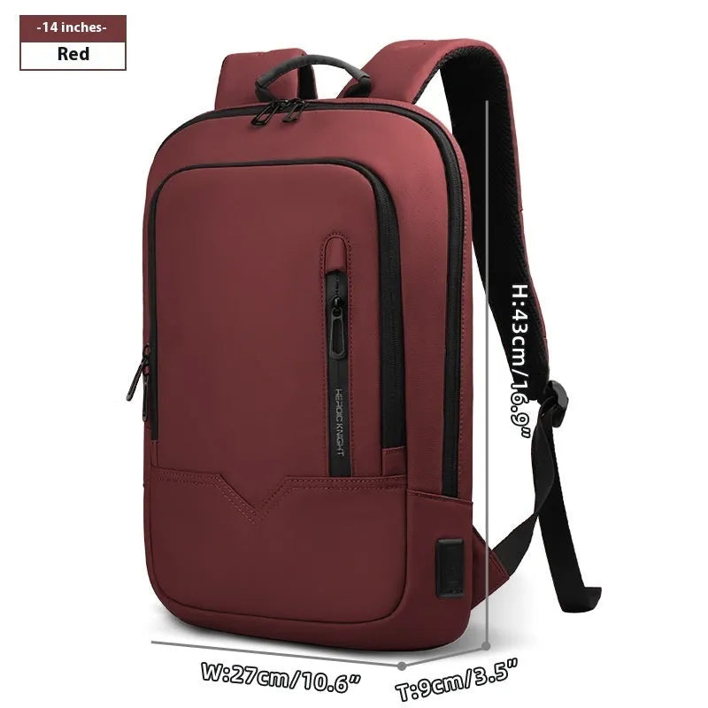 Lightweight polyester laptop backpack with USB charging port in multiple colour options