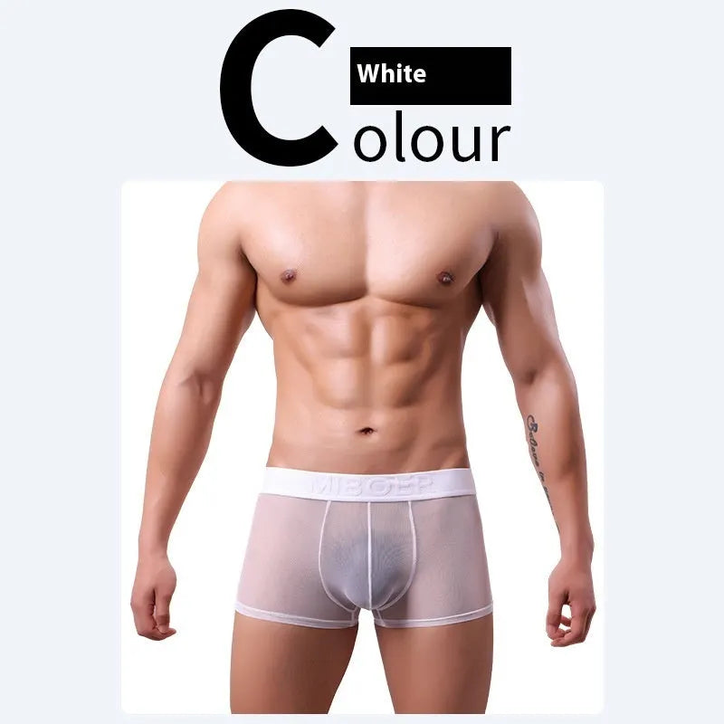 Men's thin invisible breathable boxer shorts in six colours with quick-drying polyester fabric
